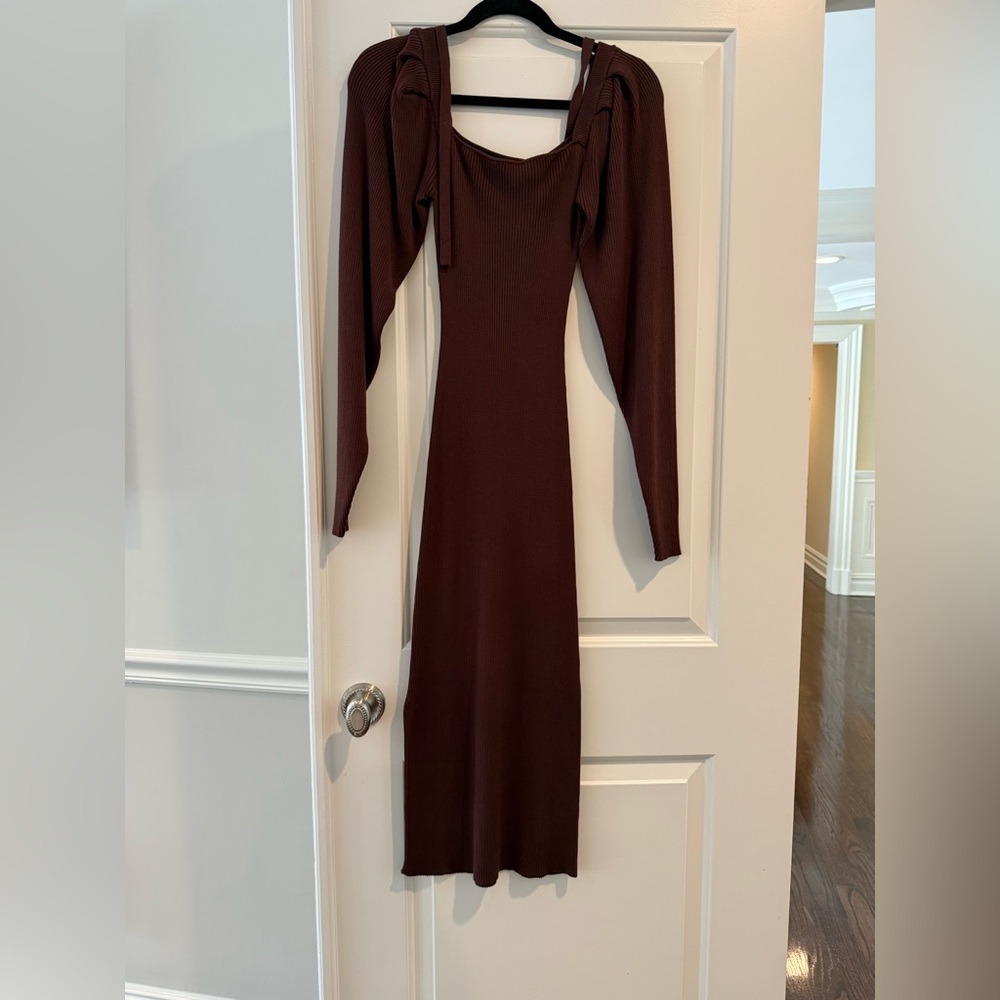 Rachel Parcell Brown Bishop Sleeve Bodycon Dress